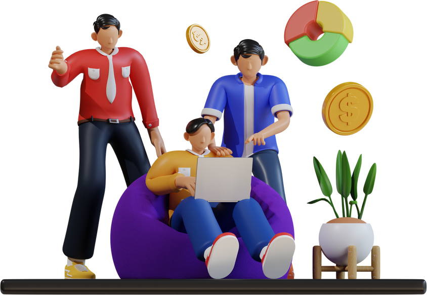 Business team doing discussion 3D illustration